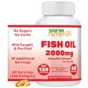 SHIFAA NUTRITION Halal Fish Oil 2000mg Softgels with 360mg EPA & 240mg DHA. 100 Wild Catched & Non- GMO Omega 3 Softgels for Heart & Brain Health. Bezešvé, Easy- to- Polykat rybí olej Omega 3 doplňky