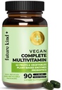Future Kind Vegan Multivitamins Complete - 42- in-1 Vegan Multivitamins pro ženy a muže s enzymy, B12, zinek, & Probiotika pro potravu (90 tablet v recyklované lahvi)