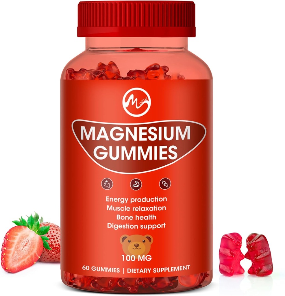 Magnesium Gummies 100mg Vysoká síla - Ovoce Flavors Gummy Medvěd, Zdravé minerální doplňky podporuje svaly, Energie & Digestion