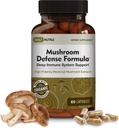 DailyNutra Mushroom Defense Formule - Imunity Support Supplement 124; Organic Mushroms, Hot Water Extraded - Reishi, Chaga, Maitake, Shiitake & Turkey Tail (60 Kapsle)