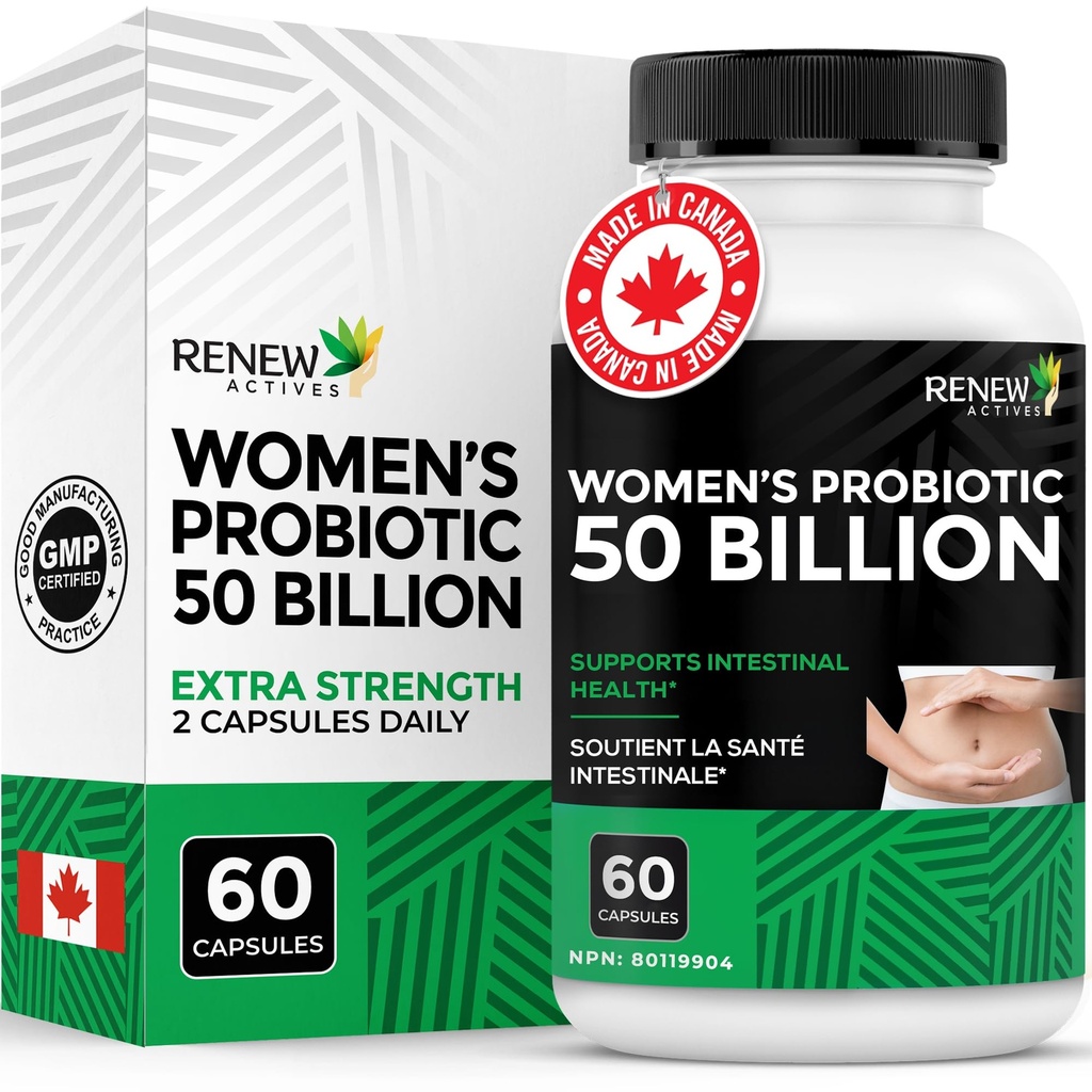 NOVÉ ČINNOSTI Probiotika pro ženy 50 miliard CFU na 2 kapsle - MAKTREK Technology, 4 Probiotické proužky a prebiotické Blend- Podporuje Digestion Health & Gut Flora Balance- Made in Canada- 60 Kapsle