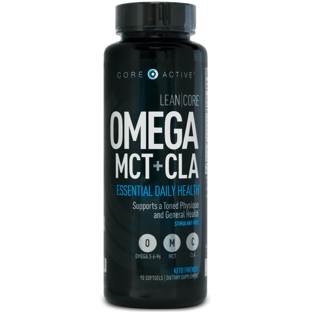 Lean CORE Omega MCT + CLA - Stimulant Free Health Formule, Lean Muscle & Toned Physique, Omega 3-6-9 mastné kyseliny - Flaxseed Fish Oil - Coconut Oil - Keto Friendly 30 Day Supply (90 Softgels)