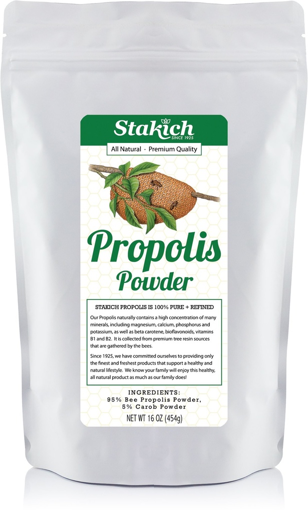 Stakich Bee Propolis Powder - All Natural - 1 libra (16 Ounce)