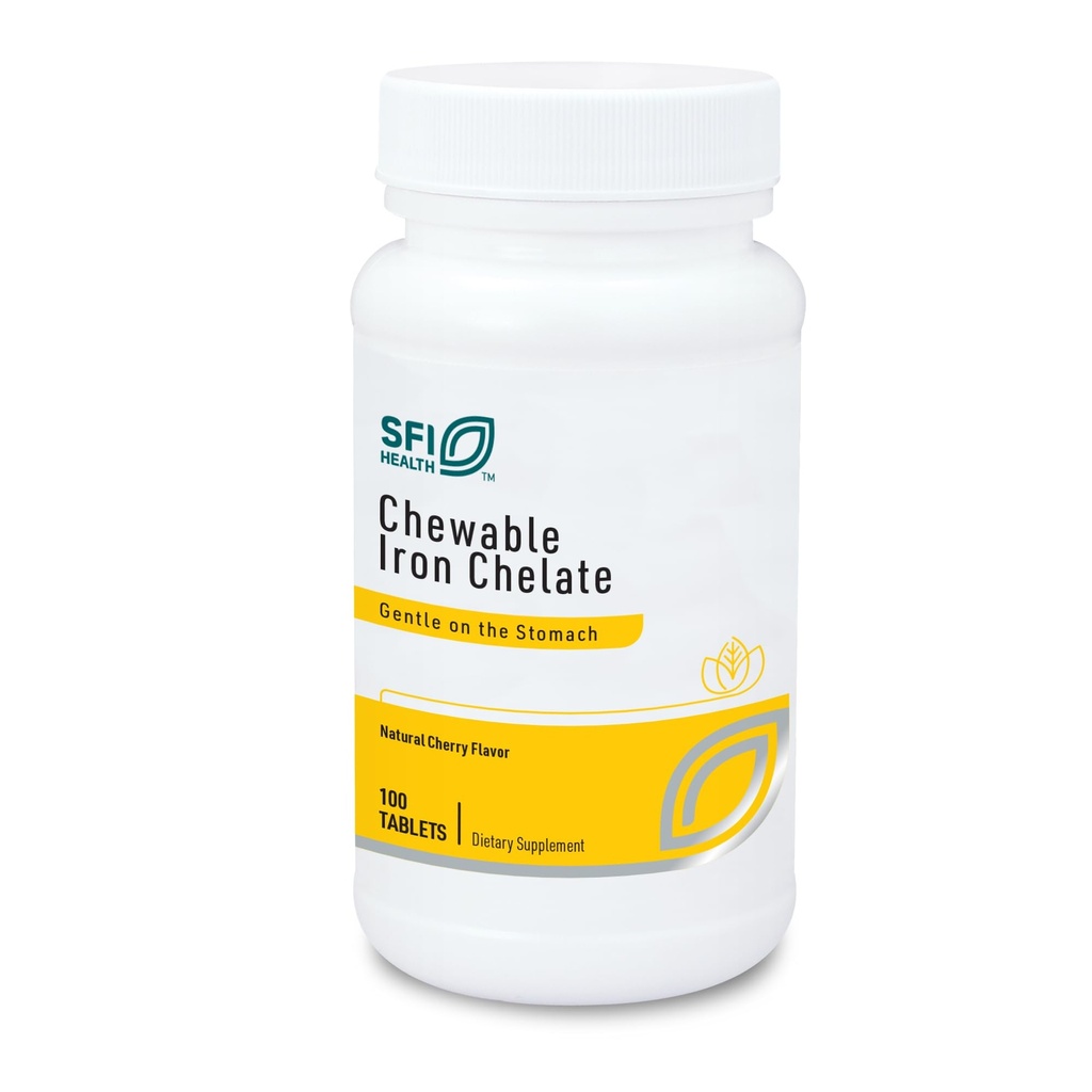 Klaire Labs SFI Health Chewable Iron Chelate - 30 Milligrams Elemental Iron, Easy on The Stomach & Hypoalergenic, Natural Cherry Flavor (100 tablet)