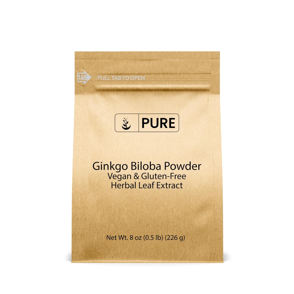Čisté původní ingredience Ginkgo Biloba Powder (8 oz) Vždy čisté, žádné plnidla nebo přísady, Laboratoř ověřen