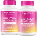 Pink Stork Magnesium Glycinát s vitamínem D - doplněk hořčíku pro ženy na podporu přirozeného klidu - 2 balení