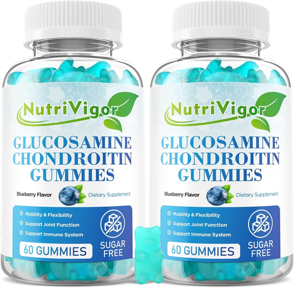 Glucosamine Chondroitin Gummies, Extra síla Společná podpora Dodatek s MSM & Elderberry, Společná podpora Dodatek pro dospělé, Muži & Ženy, Blueberry Flavor, 120 Počet