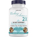 15 Day Cleanse 2X - Double Gut & Colon Support - Advanced Gut Cleanse Detox pro ženy a muže s Alfalfa, Cascara Sagrada, Probiotika & Psylium Husk - Non- GMO - Made in USA - 60 Kapsle (1 lahvička)