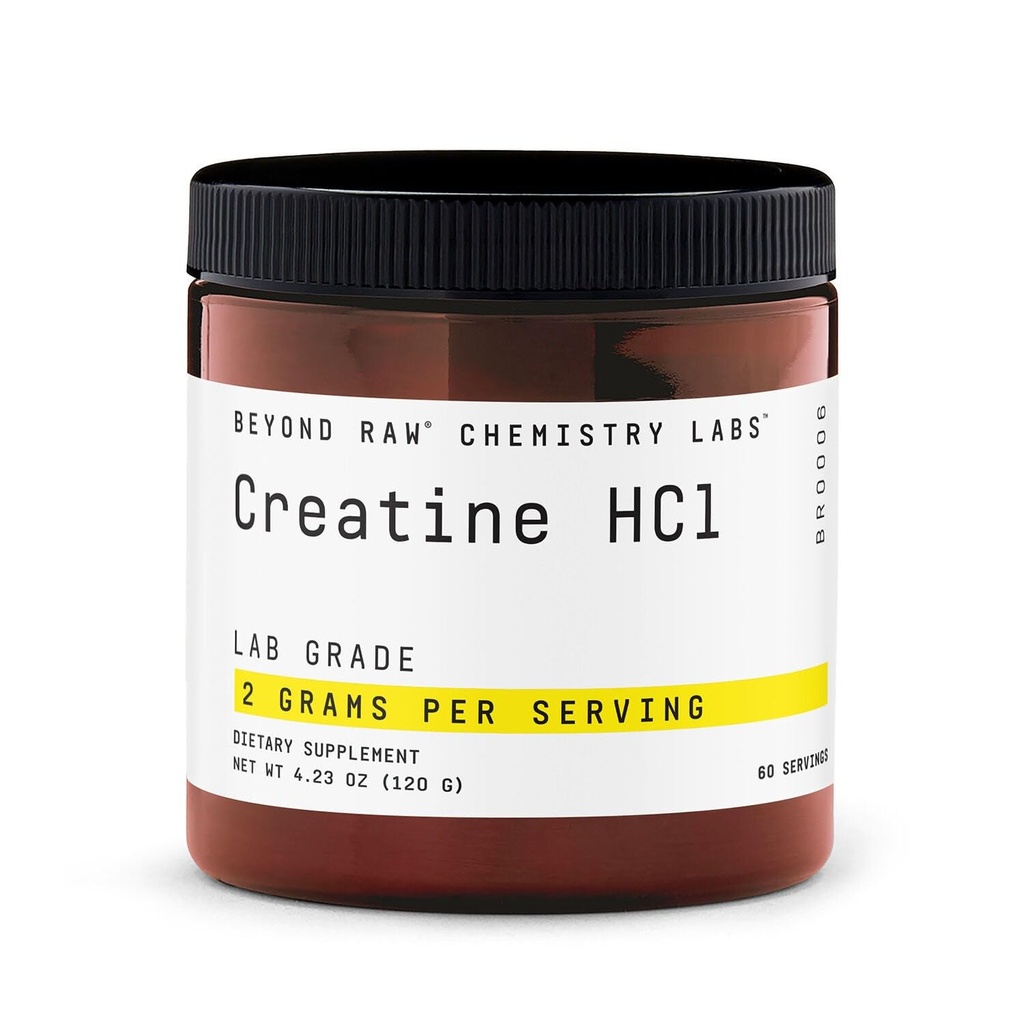 BEYOND RAW Creatine HCl Powder, Science Backed, Lab Class, Creatine for Women & Men, Svalová síla, Výroba energie, Atletický výkon, Kognitivní podpora, Buněčná hydratace, 60 Služeb