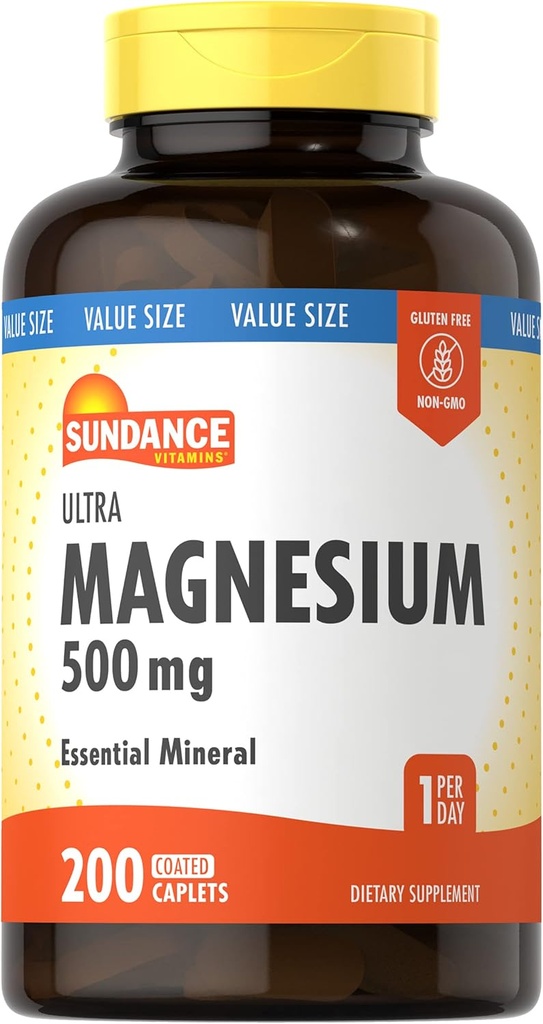 Sundance Magnesium Supplement 124; 500mg Gluten 124; 200 Count Gluten 124; Vegetarian, Non-GMO a gluten Free Gluten 124; Oxid hořečnatý