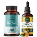 HERBAMAMA Turmeric Extract and Pine Bark Kit - Bundle of 400 mg French Maritime Capsules & Turmeric Extract Tincture 2 fl oz - Vegan, Non- GMO, Sugar & Alcohol- Free - 2 Pack