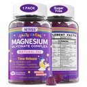 Glycinát hořečnatý Glycinát Gummie pro dospělé a děti 4 +, bez hořčíku Bisglycinát dodatek 400 / 200mg s B6D3, 5HTP, L-theanin pro spánek a relaxaci, mozek, svalovina, melatonin zdarma gumy, 1Pack