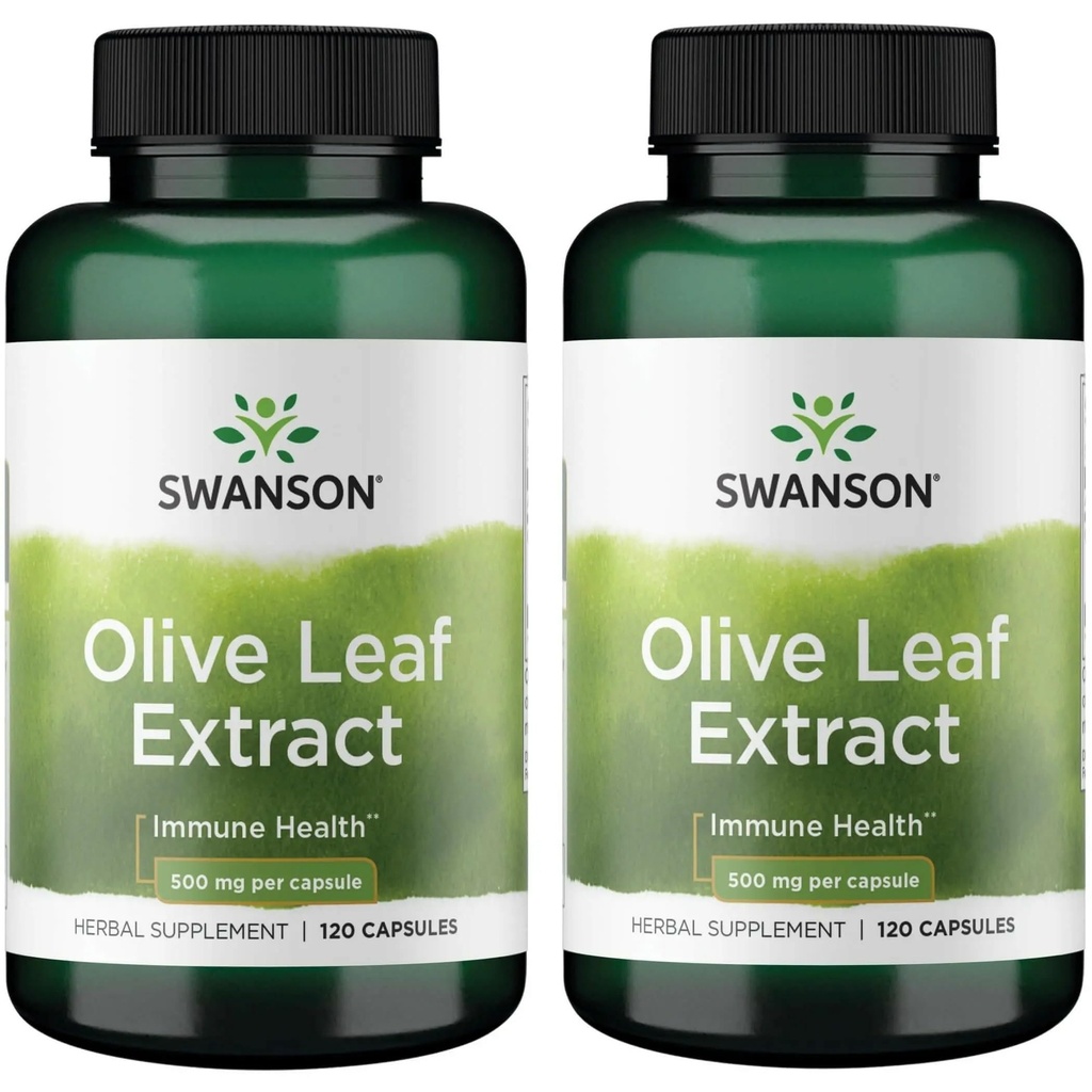 Swanson Olive Leaf Extract Capsules with 20% Oleuropein - (120 Capsules, 500mg One) 2 Lahvičky