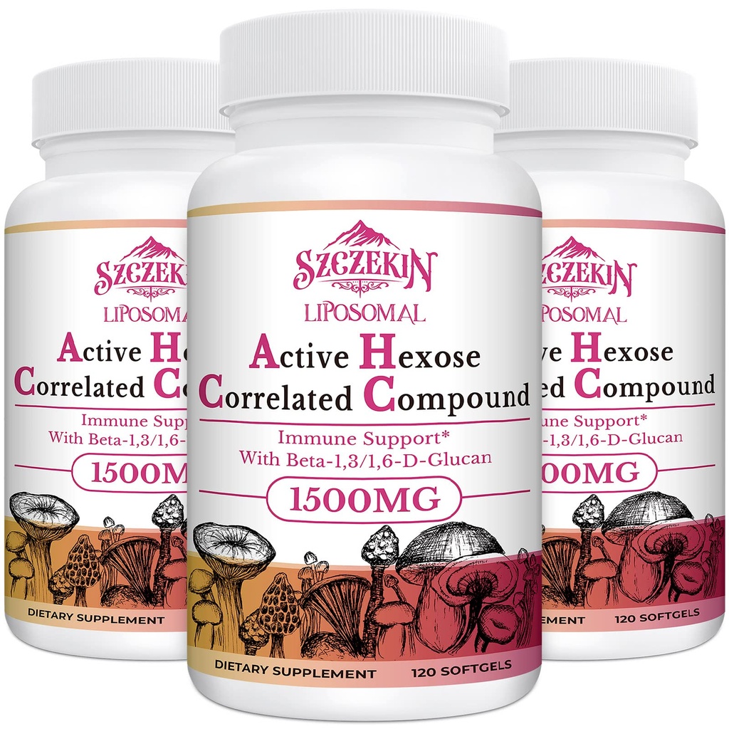 1500mg Lipozomální Active Hexose Korálový dodatek, 360 Soft Gels Beta-Glukans s přírodním Houbový extrakt, imunitní systém, funkce jater, udržovat T- buněk a Killer buněčné aktivity
