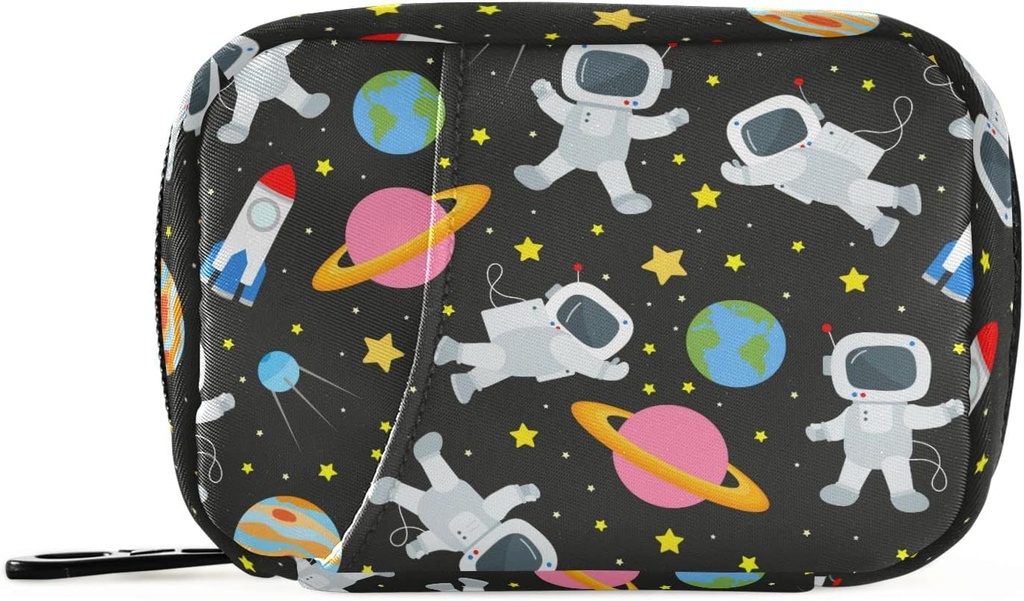 Space Travel Galaxy Astronauti Pill Box 7 Day Pill Pouzdro Taška Cestovní Pill Pořadatel Bag se Zipper Přenosný Týdenní Pouzdro Kompaktní Velikost pro Vitamin Dodatek Držák