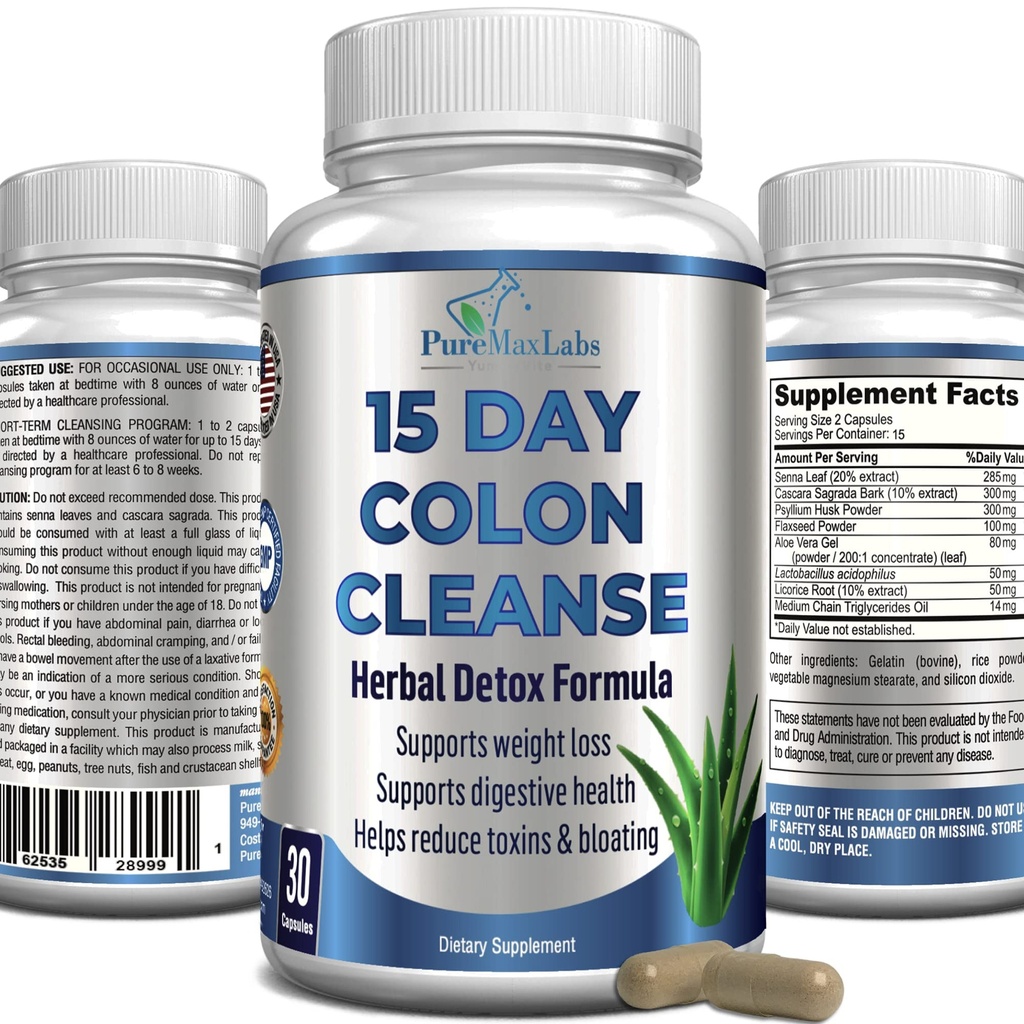 YUMMYVITE 15 Day Colon Cleanse a Detox, Bylinné Detox Formule, Podporuje hubnutí, Zácpa Relief - zvyšuje energii. Flush toxiny, přírodní bezpečné Colon Cleanser pro muže a ženy - 30 Kapsle