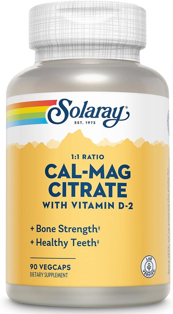 SOLARAY Cal- Mag Citrate w / D 2 1: 1 1; 90 VegCaps
