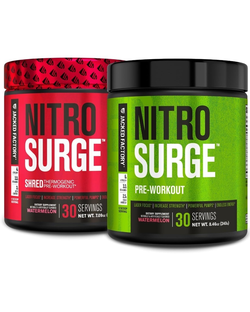 Jacked Factory Nitrofresh Shred Thermogenic Pre- Cvičení ve vodní meloun & Vodní meloun Nitrofresh Pre- Cvičení pro muže a ženy