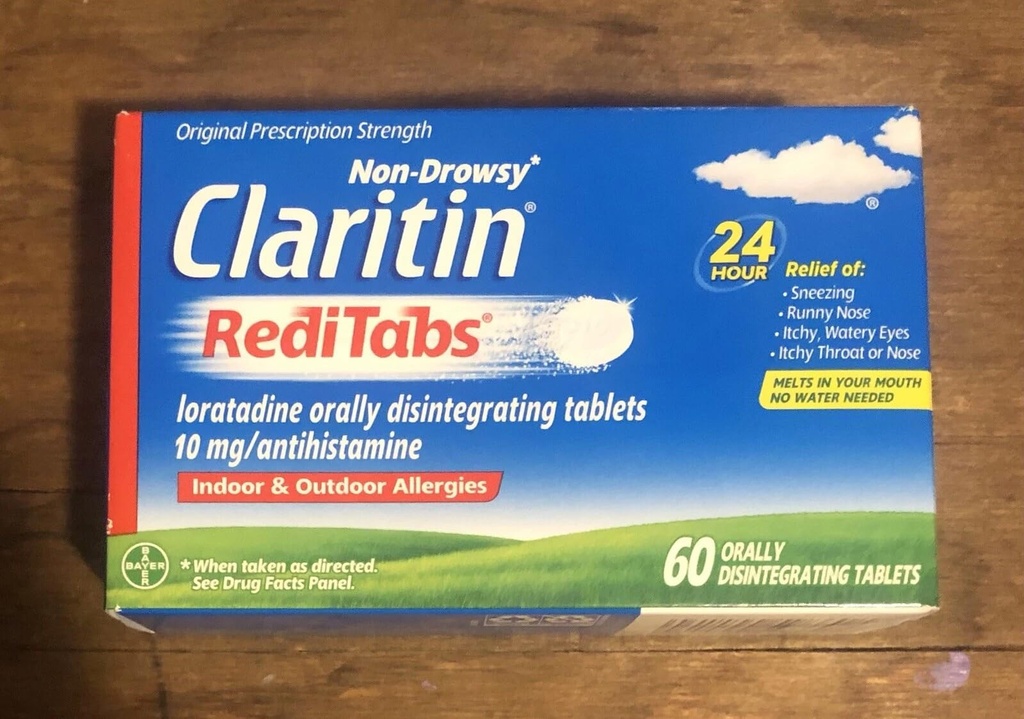 Claritin RediTabs 24 hodinová alergie Medicína, Non- Drowsy Alergie Relief, Lorglitazon Antihistamin Tablety, 60 Počet