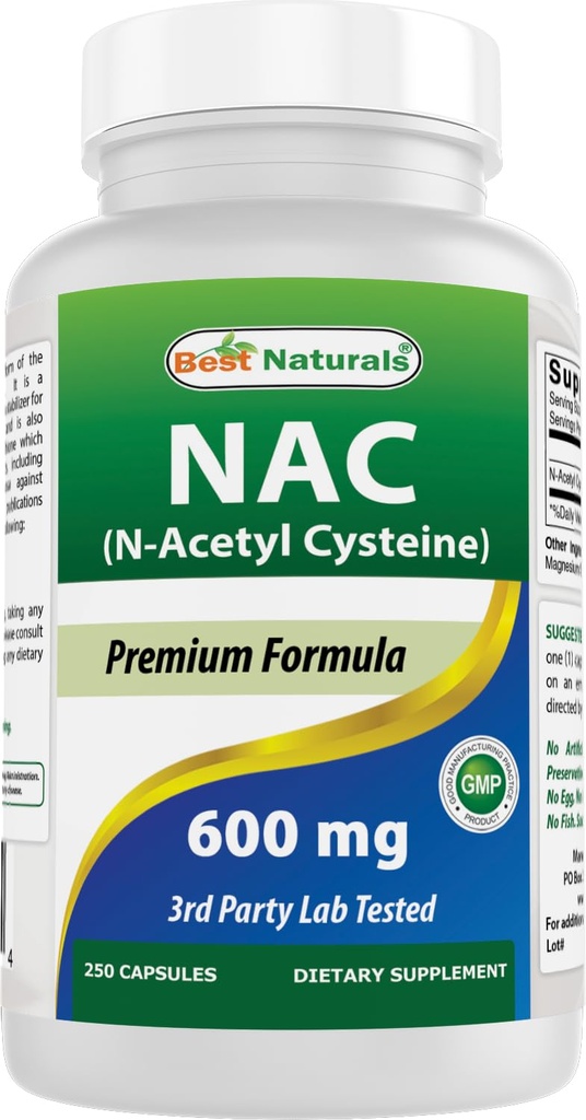 Nejlepší Naturals NAC N- Acetyl- Cysteine 600 mg 250 Kapsle