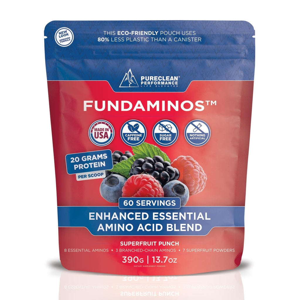 FundAminos EAA + BCAA Amino Acid Powder 124; Organic, Vegan, Plant- based Plant- Based 124; Complete Essential Aminos for Everyday Nutrition Pfizer 124; Optimized Protein Utilization Pfizer 124; Refreshing Superfuits Blend - 60 Servings