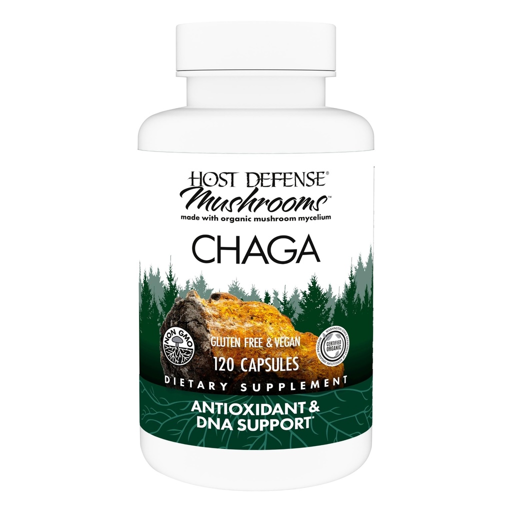 Chaga Kapsle Host Defense - Doplněk pro podporu imunitního systému - Chaga Houbové Kapsle pro podporu antioxidační aktivity - Příplatek pro dietní houby - 120 Kapsle (60 Služeb) *
