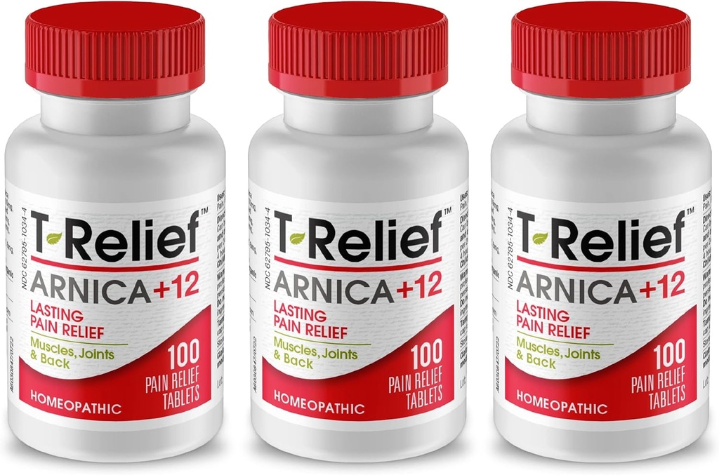 T- Relief Arnica + 12 Natural Relieving Actives for Back Pain Joint Soelth Aches & Stiffness, Whole Body Fast Relief for Women & Men - 100 tablet (3 balení)