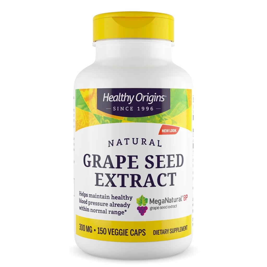 Zdravý původ Grape Seed Extract 300 mg (MegaNatural BP, Non- GMO, California-Grown, Gluten Free, podporuje zdravý krevní tlak), 150 Veggie Caps