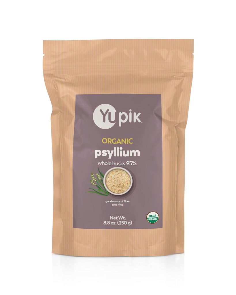 Yupik Organic Whole Husk Psylium 8.8 Oz, 95% čistota, rozpustný fiber, USDA Certified, Non- GMO, Kosher, gluten- Free, Sugar- Free & Fat- Free, Neochucené, Plant- based, Ideální pro ovesné vločky a cereálie