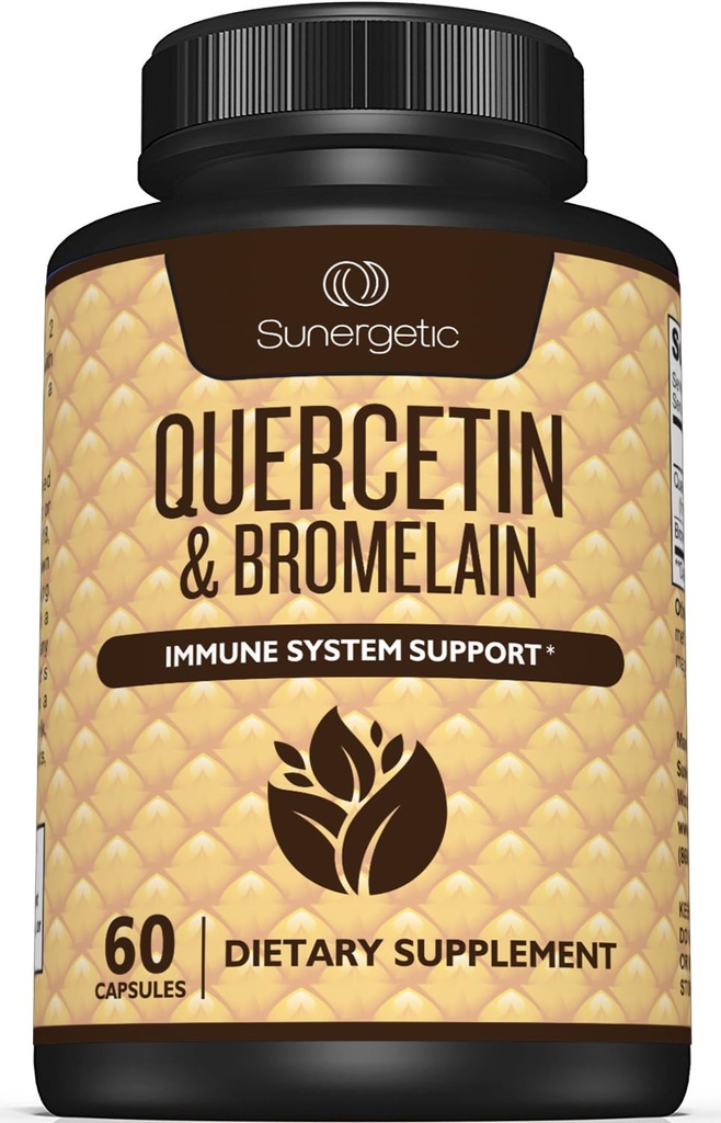 Sluneční Premium Quercetin & Bromelain dodatek - Výkonný komplex Quercetin Bromelain na podporu imunitního systému a sezónní podpory - Quercetin 1000mg per Serving - 60 Kapsle