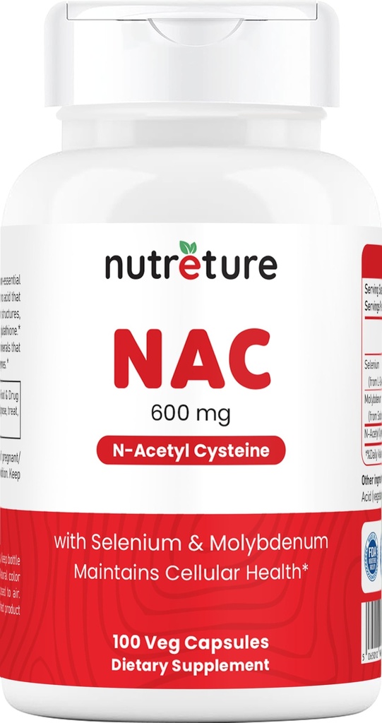 NAC doplněk N-acetyl cysteine doplněk jater se selenem a molybdenem pro jaterní zdraví 124; N-acetyl cystein 600 mg 100 Kapsle