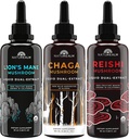 Naturealm Lion 's Mane, Reishi, & Chaga Mushroom Extract - Adaptogen Stack for Focus, Imunity, Longevity, Gut Health, Anti- Aging, Energy, Healing, & More - Organic Liquid Drops - 50 ml každý (3 balení)