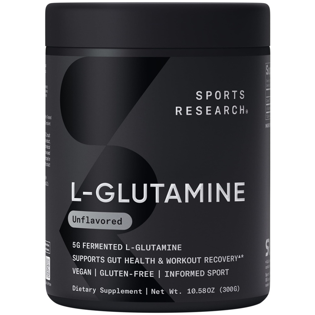 Sports Research ® L-Glutamin - Recovery cvičení, Imunitní zdraví & Gut Zdraví Podpora - 5 G per Serving - 10.58 Oz