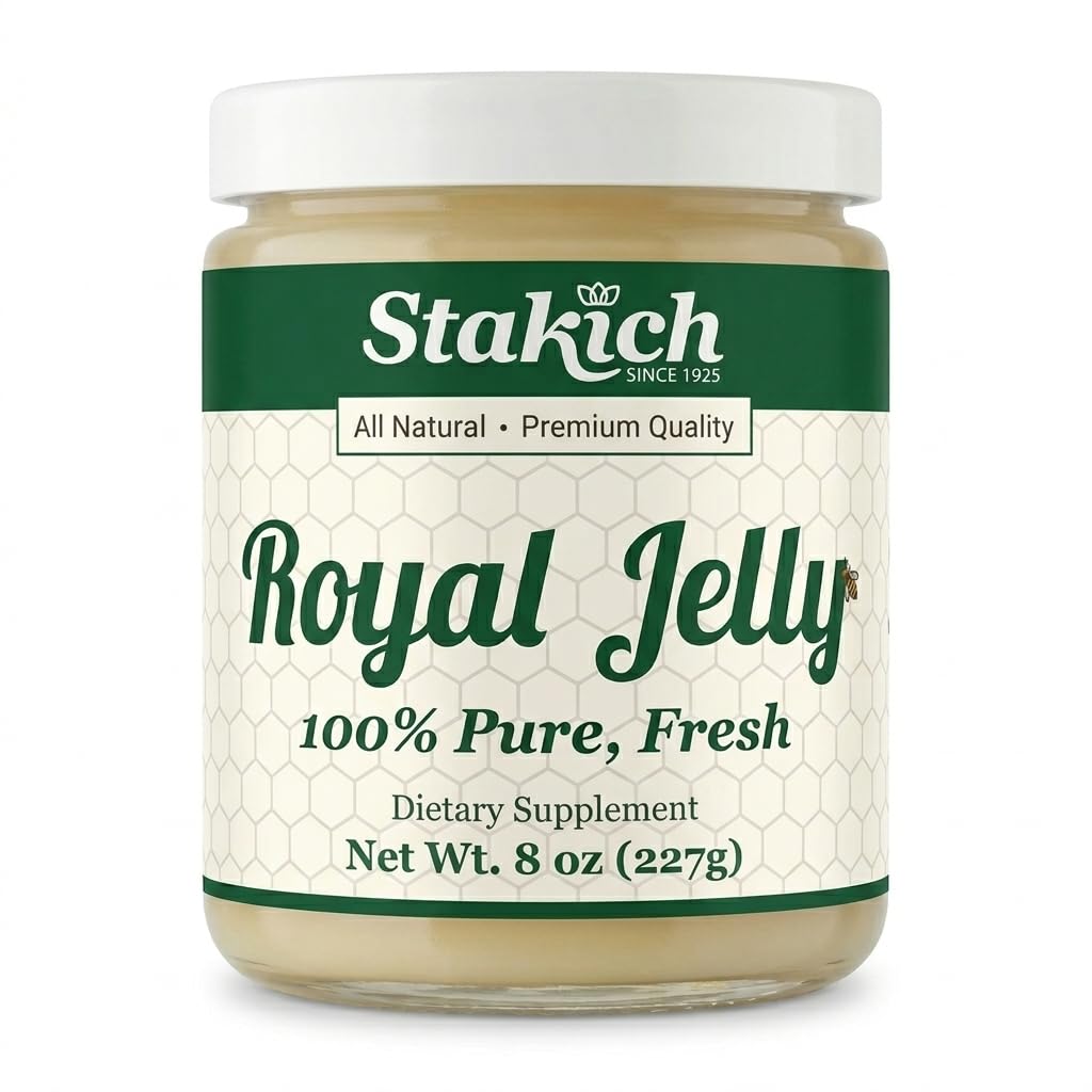 Stakich Fresh Royal Jelly - Pure, All Natural - No Additives / Flavors / Preservativs Add - 8 Ounce (227 Gram)