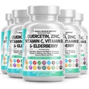 Clean Nutraceuticals Quercetin Zinek Vitamin C Bromelain Elderberry - Lung Imunitary Supplement Dospělí s Artemisinin, Moss moře, Echinacea, Alergie Relief (60 Počet (Pack of 5))