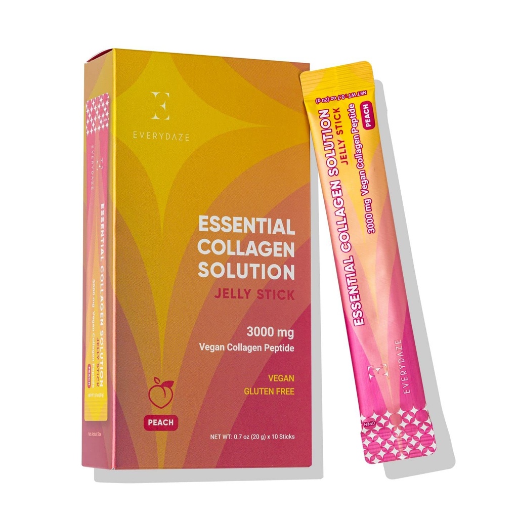 VŠECHNY esenciální kolagen řešení Jelly Stick 124; Vegan Collagen Peptide 124; Broskve 124; 10 Balení 124; Vlasy, kůže, nehty, krása, kosti 124; Vitamíny, Minerály, Antioxidanty pro muže a ženy