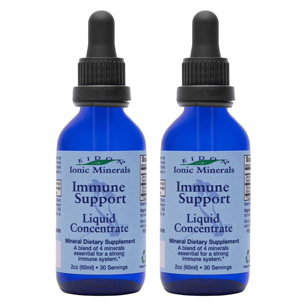 Eidon Ionic Minerály Imunitní Supplement Liquid Concentration - Minerální kapky se zinkem, Selen, Podpora a udržení imunitního systému, Biologicky dostupné, No Preservativs - 2 oz (Balení 2)