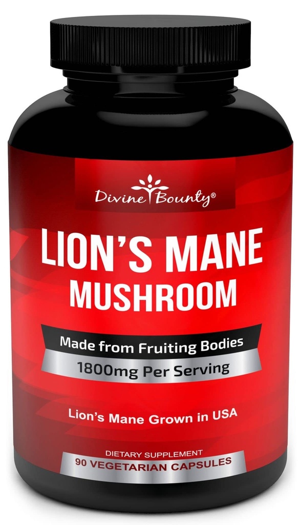 Lions Mane Houba Kapsle - 1800mg Strongest Lion 's Mane Houba Dodatek - Non- GMO Lions Mane Extract Powder - Nootropic Brain Supplement - Brain & Imunitation Support - 90 Vegetariánské Caps