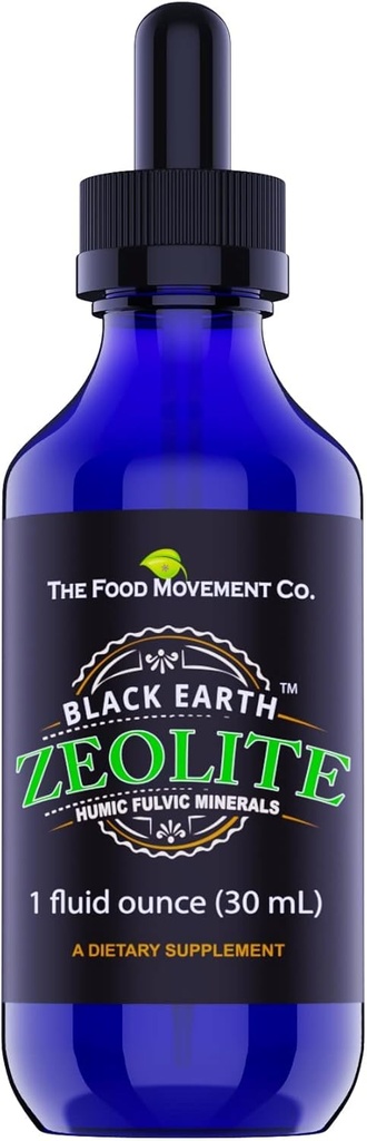 Black Earth Zeolite s humic Fulvic kyseliny stopové minerály pro dospělé a děti pro detox, Gut zdraví a imunitní podpora - 1oz Liquid Kapky Dodatek