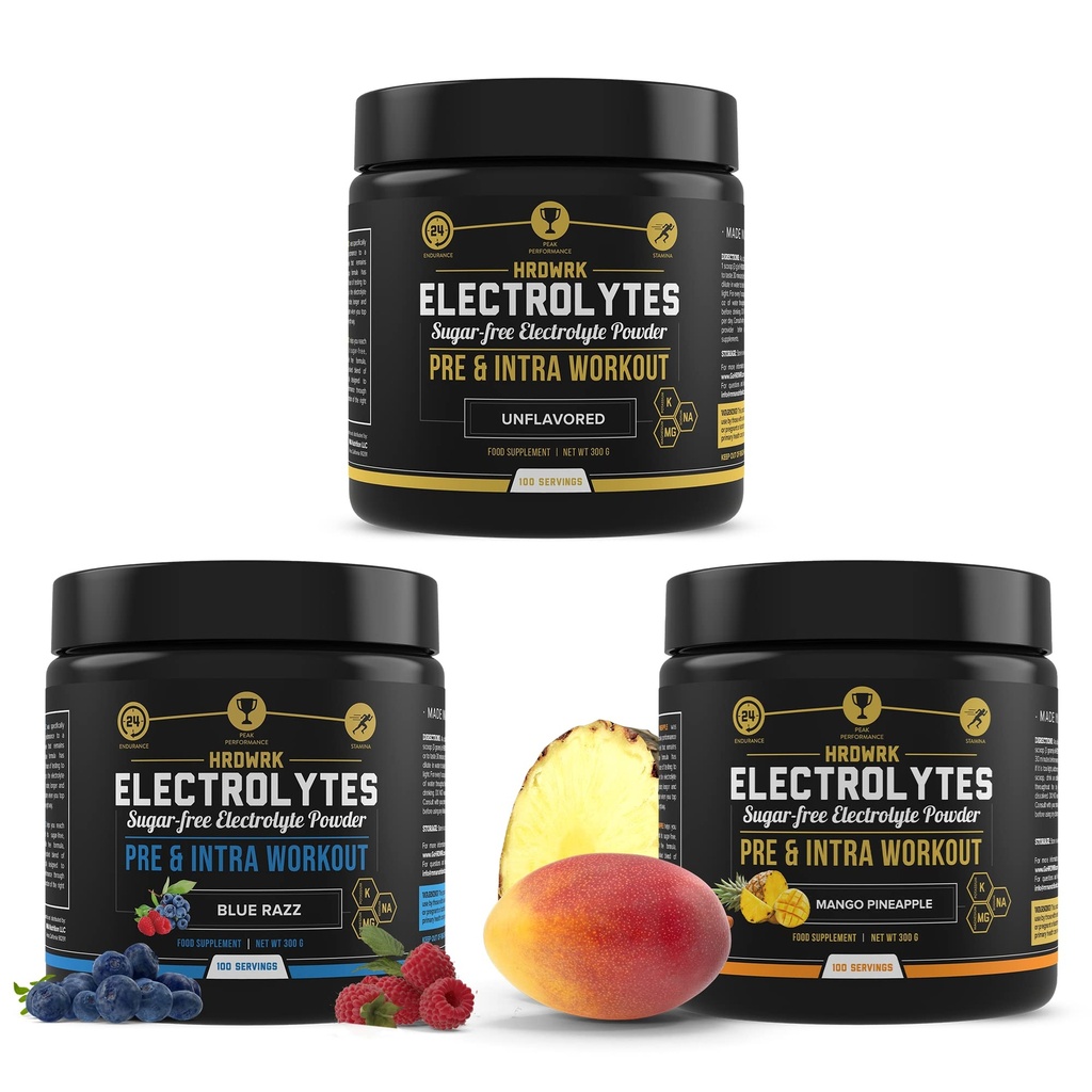 MMA Nutrition HRDWRK - 100 Servings Keto Electrolytes Powder Hydration Sugar Free - Electrolyte Powder to Boost Endurance & Snižte únavu s Electrolytes Dodatek Sada 3
