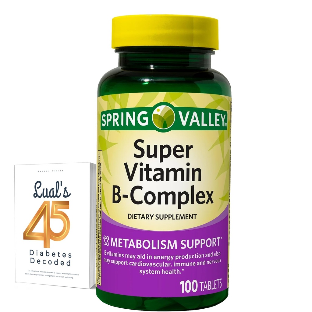Spring Valley Super Vitamin B Komplex vápníku karbonát, Ascorbic Acid 100 Tablet Bundle s Lual 45 cukrovky Decoded