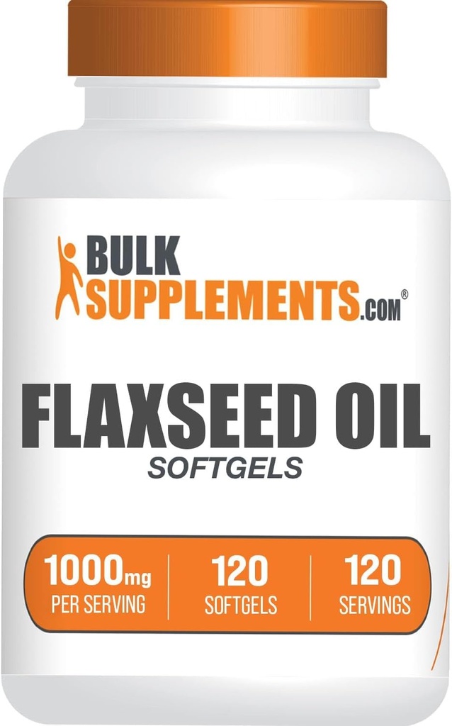 BulkSupplements.com Flaxseed Oil Softgels - Flaxseed Supplement, Flaxseed Oil 1000mg Softgels - Herbal Supplement, Gluten Free, 1 Softgel per Serving, 120 Počet (balení po 1)