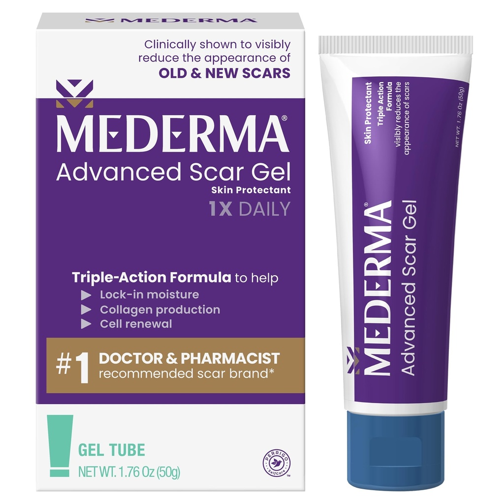 Mederma Advanced Scar Gel - Léčba starých a nových Jizvy, Snížení vzhledu Jizvy z Acne, Chirurgie, Burns, Zranění & Stretch Marks, 1.76 Oz (50g)