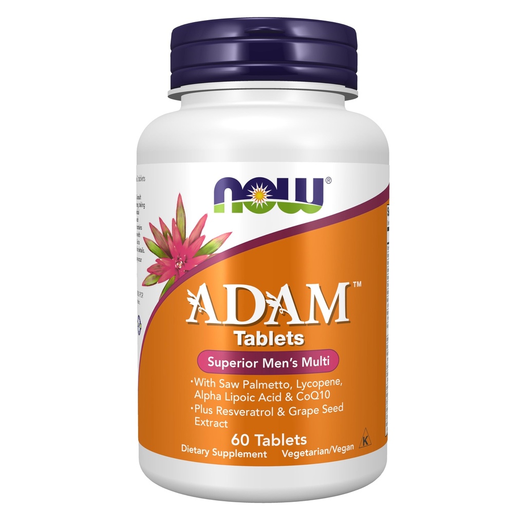Nyní Potraviny doplňky, ADAM ™ Men 's Multivitamin se Saw Palmetto, Lycopen, Alpha Lipoic Acid a CoQ10, Plus přírodní Resveratrol & Grape Seed Extract, 60 Tablety