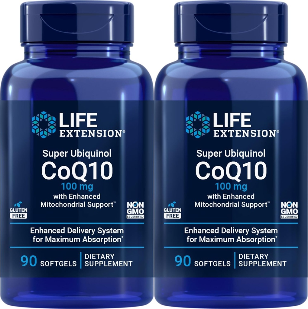 Life Extension COQ10 Super Ubiquinol 100 mg 90 Počet (balení po 2) s vylepšenou mitochondriální podporu