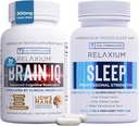 Relaxium Sleep Aid 60 Capsule + BrainIQ Nootropic Brain Supplements 60 Capsules (Family Pack Sleep & Brain Bundle)