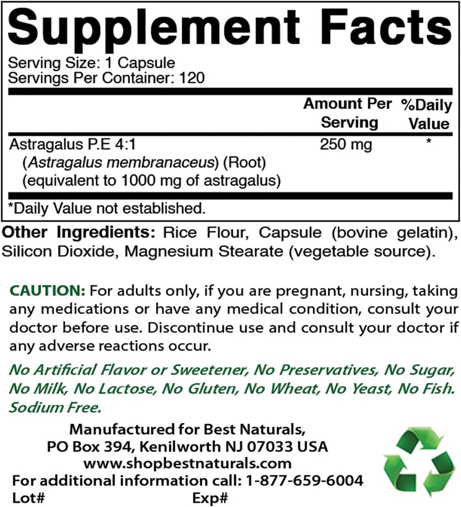 Nejlepší Naturals Astragalus 1000 mg & Vitamin K2 (MK7) s D3