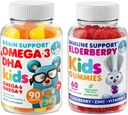 Dr. MORITZ Cardio & Imunní Boost Duo - Děti Omega 3 Gummies (90 hrabě) s Elderberry Gummies pro děti (60 hrabě)
