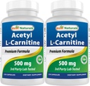 Nejlepší Naturals Acetyl L- karnitin (ALCAR) 500mg, 120 Kapsle, 120 Servings - Non- GMO a gluten Free, 1 kapsle per Serving (2 Pack)