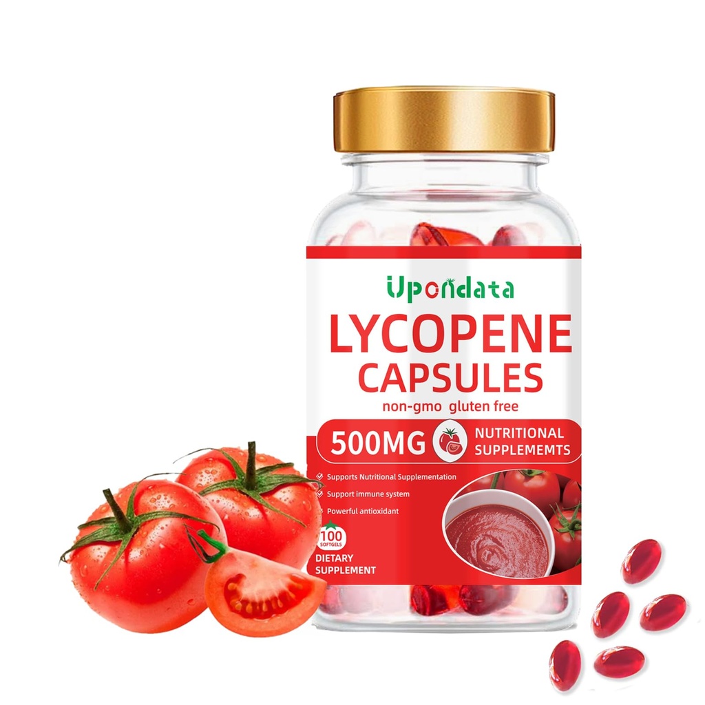 Lycopene Kapsle - 500mg / 100 Softgels Natural Tomato Extract Organic Complex Formule Dodatek - Gluten- Free, Non- GMO (1 balení)